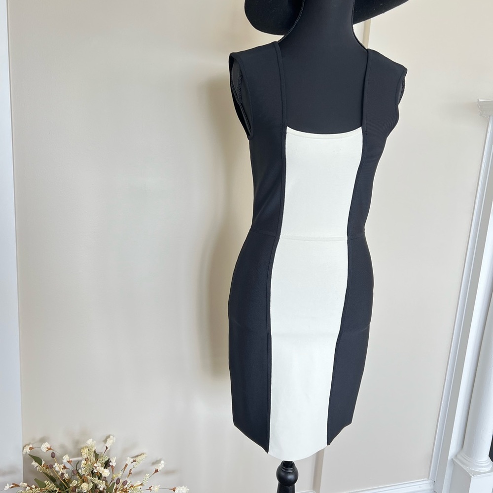 BCBG MAXAZRIA Elegant Black and White Dress
